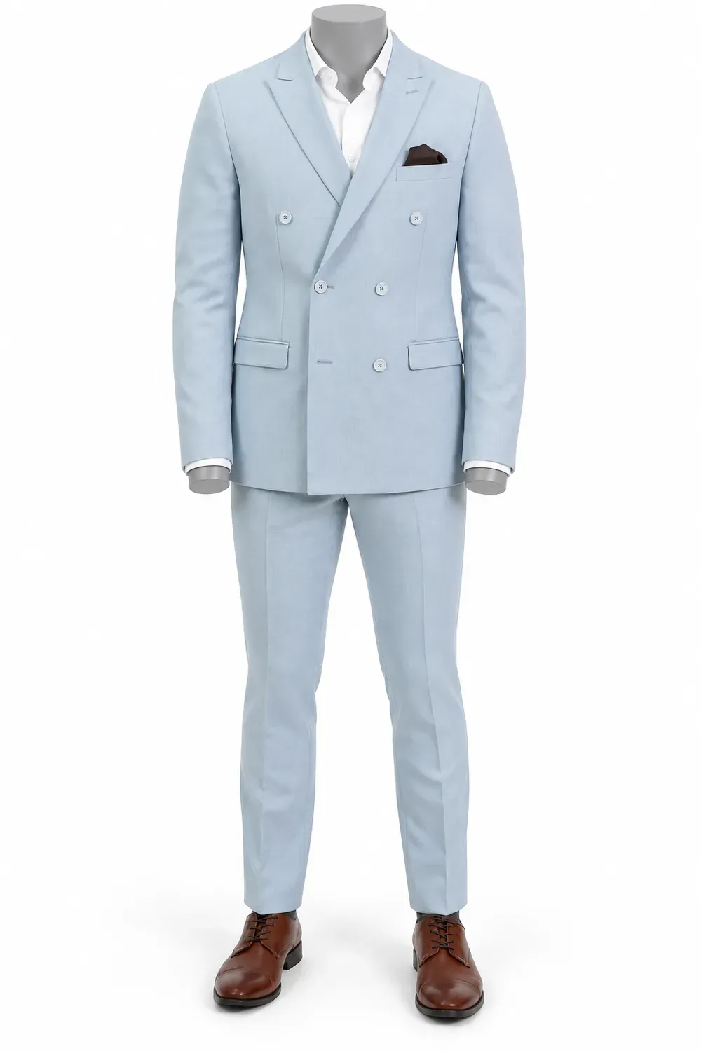 Traje cruzado azul claro